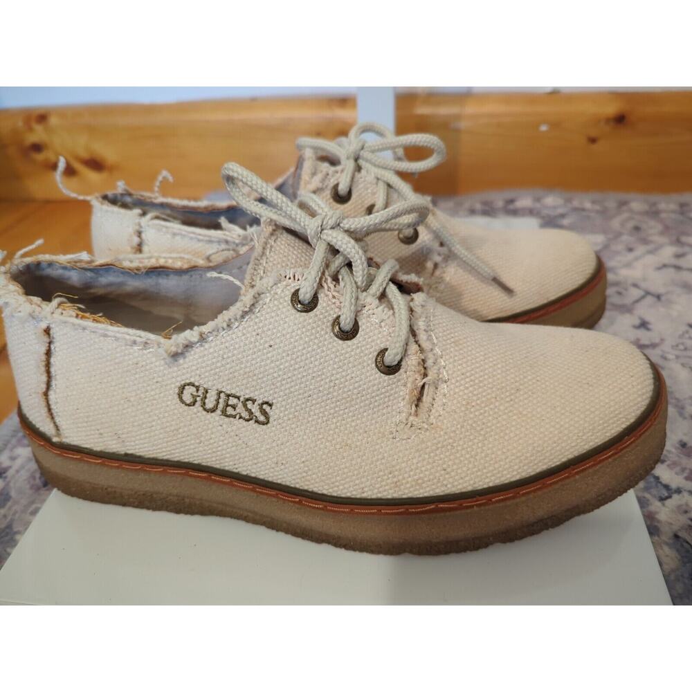 GUESS Ivory Burlap Lace Up Loafer Size 7.5 Men's Casual 04103 EUC!